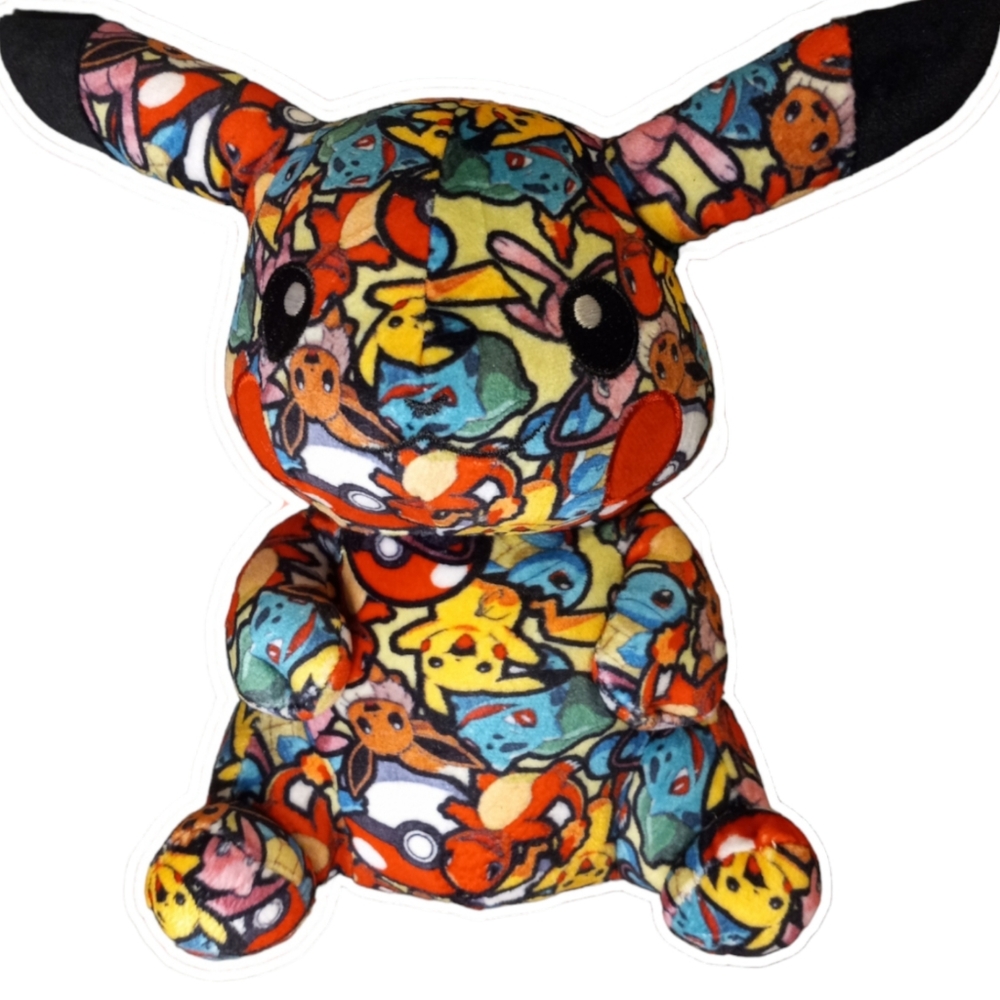 Plush Pikachu w/allover Pokémon Print